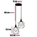 Ver imagem 2 de Lustre Pendente Aramado Duplo Cálice Preto Cabo Regulável Luminária Agp Ilumini Cálice Luxo-267700 P