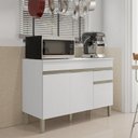 Ver imagem 1 de Balcão 3 Portas 1 Gaveta 120cm com Tampo Line Branco/Supremo