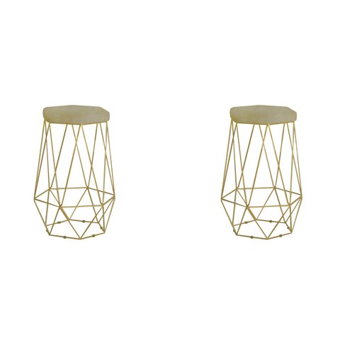Kit com 2 Banqueta Rubi Dourado Veluplus 1331 - FdECOR