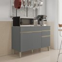 Ver imagem 1 de Balcão 3 Portas 1 Gaveta 120cm com Tampo Line Cinza/Gris