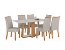 Ver imagem 1 de Conjunto Sala de Jantar Mesa Sintonia 160 Tampo Vidro Off White com 6 Cadeiras Apogeu - Lopas Amendo
