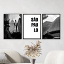 Ver imagem 1 de Kit 3 Quadros Decorativos Cidade de São Paulo 24x18cm - com Vidro:moldura Preta
