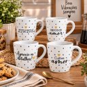 Ver imagem 2 de Kit 4 Xícaras Tipo Caneca Porcelana Prime 150ml Corações e Frases Preto e Dourado