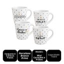 Ver imagem 4 de Kit 4 Xícaras Tipo Caneca Porcelana Prime 150ml Corações e Frases Preto e Dourado