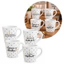 Ver mais imagens de Kit 4 Xícaras Tipo Caneca Porcelana Prime 150ml Corações e Frases Preto e Dourado