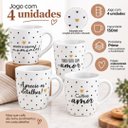 Ver imagem 3 de Kit 4 Xícaras Tipo Caneca Porcelana Prime 150ml Corações e Frases Preto e Dourado