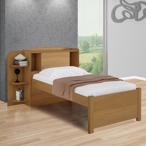 Cama Solteiro Milênio com Baú 100% MDF Espresso Móveis Marrom/Cinamomo