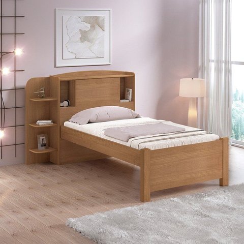 Cama Solteiro Milênio com Baú 100% MDF Espresso Móveis Marrom/Cinamomo
