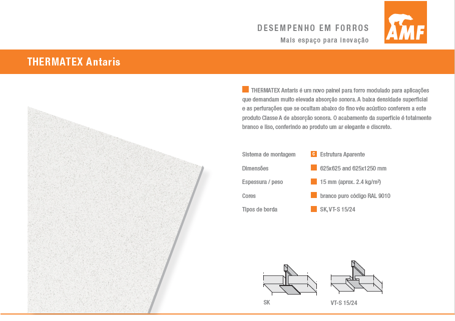 Forro de Fibra Mineral Amf Thermatex Antaris T24 625 X 625 X 15mm (caixa) - 4