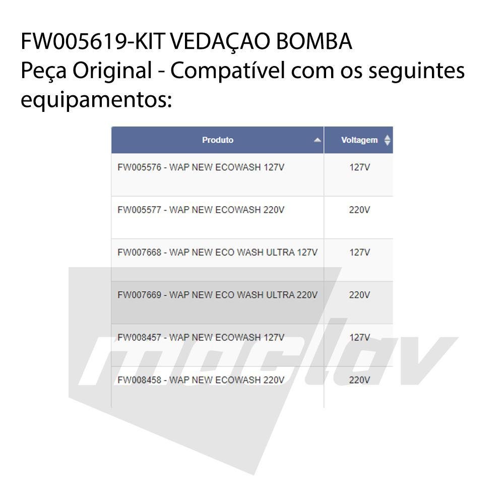 Kit Vedação para Lavadora Wap New Eco Wash - Fw005619 - 3