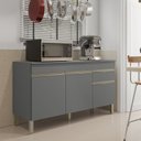 Ver imagem 1 de Balcão 3 Portas 1 Gaveta 150cm com Tampo Line Cinza/Gris