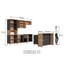 Ver imagem 4 de Cozinha Modulada Completa 8 Peças com Cristaleira 15 Portas 2 Gavetas com Bancada Isabelle Cinza/Freijó/Grafite