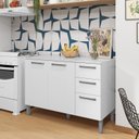 Ver imagem 1 de Balcão 120cm 3 Portas 2 Gavetas com Tampo Versalhes Branco/Supremo