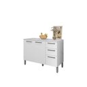 Ver imagem 2 de Balcão 120cm 3 Portas 2 Gavetas com Tampo Versalhes Branco/Supremo
