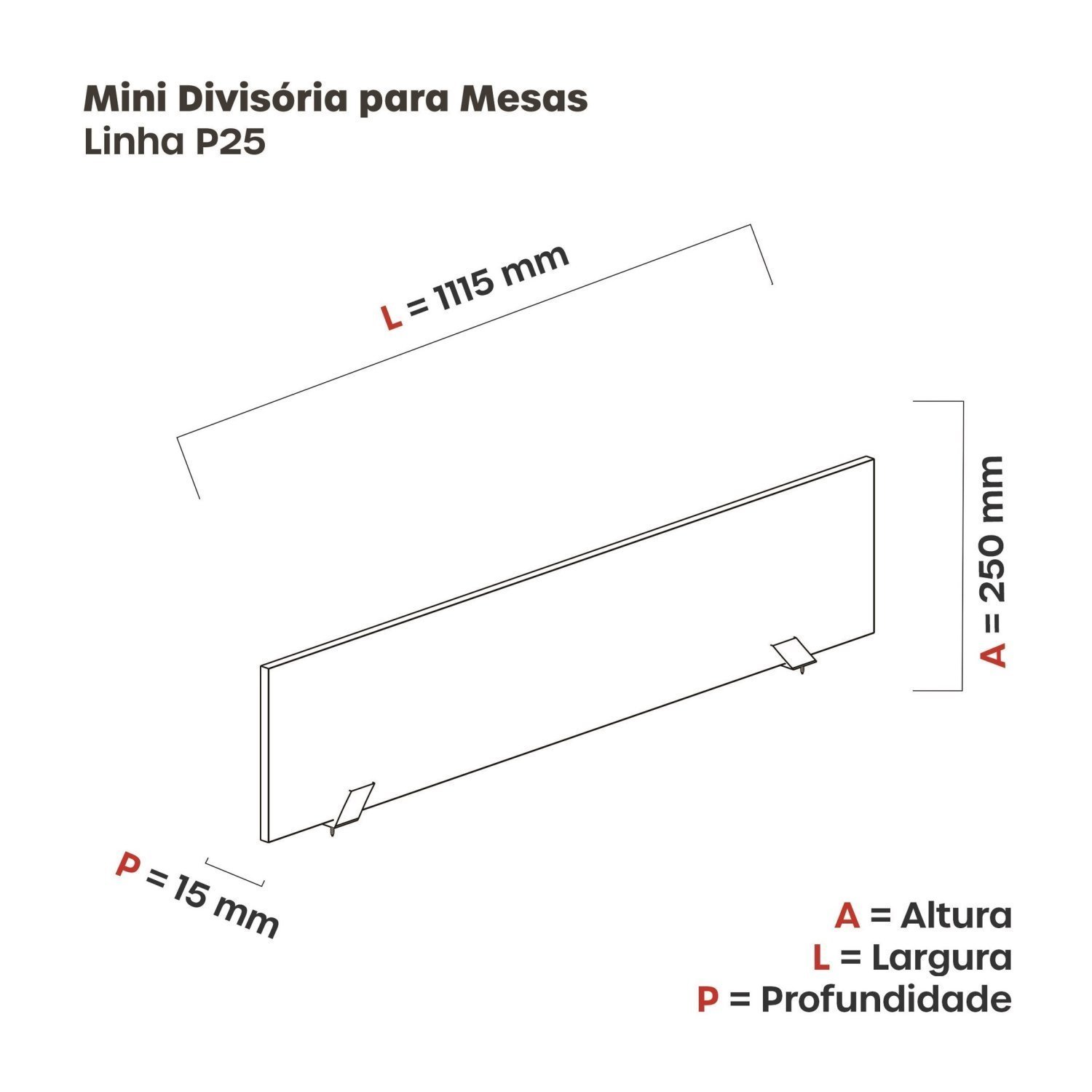 Mini Divisoria para Mesas de Escritório 115cm - 3