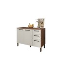 Ver imagem 2 de Balcão 120cm 3 Portas 2 Gavetas com Tampo Versalhes Nogueira/Off White