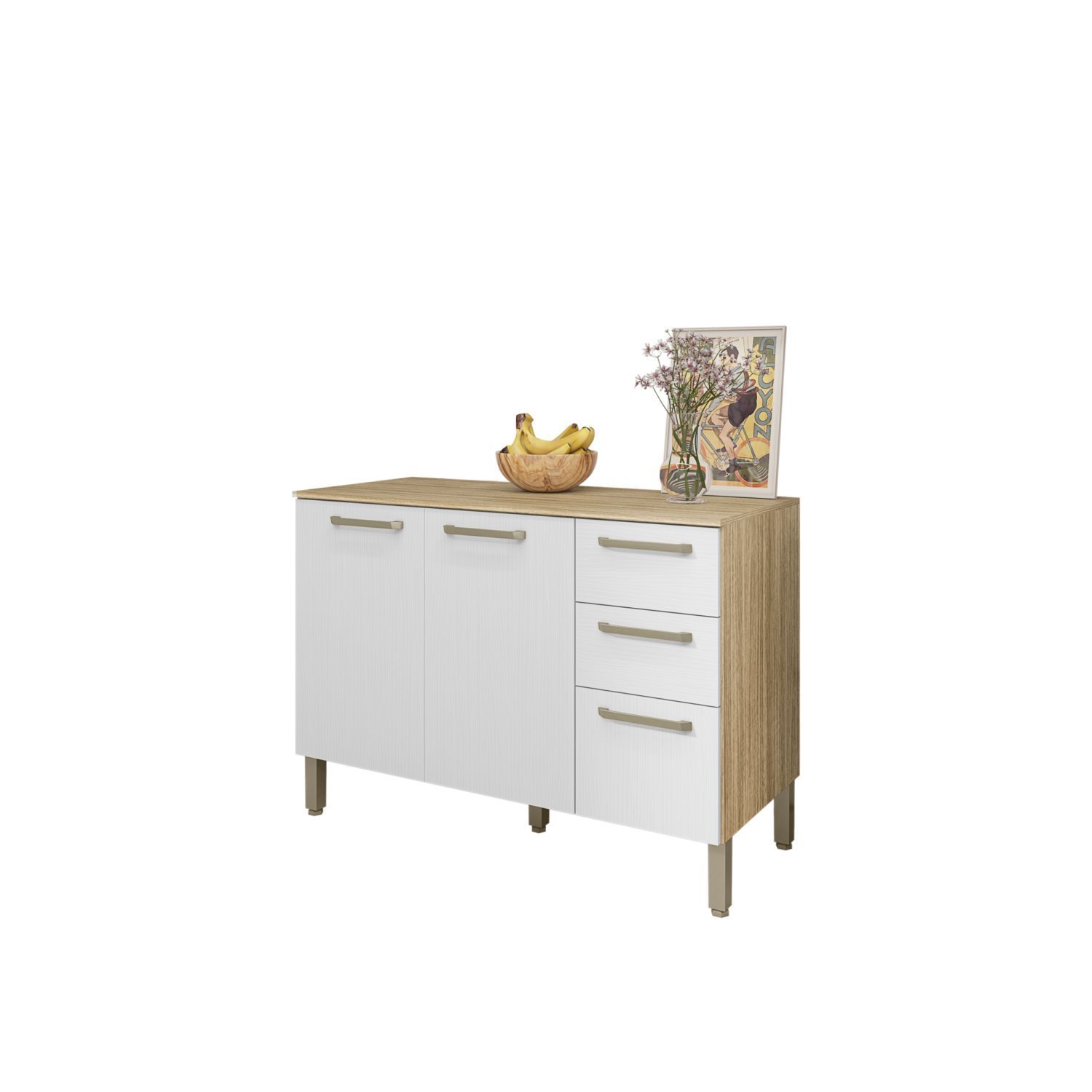 Balcão 120cm 3 Portas 2 Gavetas com Tampo Versalhes - 2