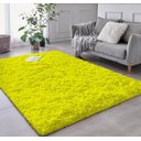 Ver imagem 1 de Tapete Saturs Shaggy Pelo Alto Amarelo  - 100 x 120 cm Tapete para Sala e Quarto