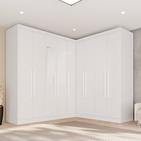 Guarda-Roupa de Canto Modulado com Espelho 9 Portas 4 Gavetas França