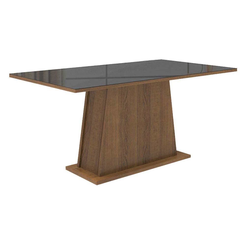 Conjunto Sala de Jantar Mesa Tampo de Vidro 6 Cadeiras Rustic/preto/oxford Stéfani Madesa - 5