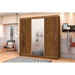Guarda Roupa Casal 3 Portas de Correr com Espelho Omega - 1