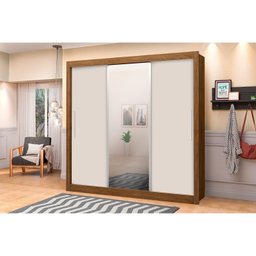 Guarda Roupa Casal 3 Portas de Correr com Espelho Omega - 2