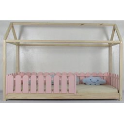 Cama Infantil Solteiro Casinha Colorida Madeira Maciça Pinus Grade Cercadinho - 1
