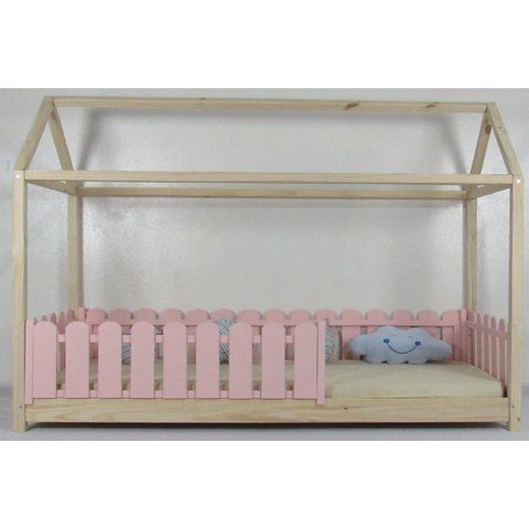 Cama Infantil Solteiro Casinha Colorida Madeira Maciça Pinus Grade Cercadinho