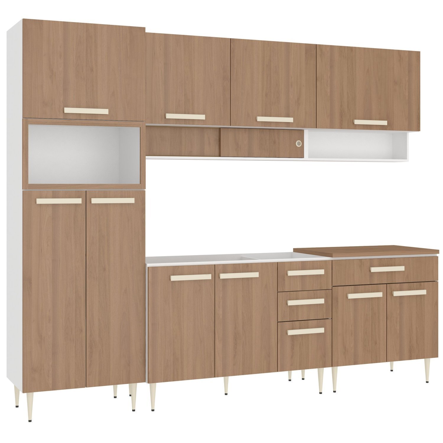 Cozinha Modulada Completa 5 Peças 12 Portas 3 Gavetas Felicitá 100% Mdf - 2