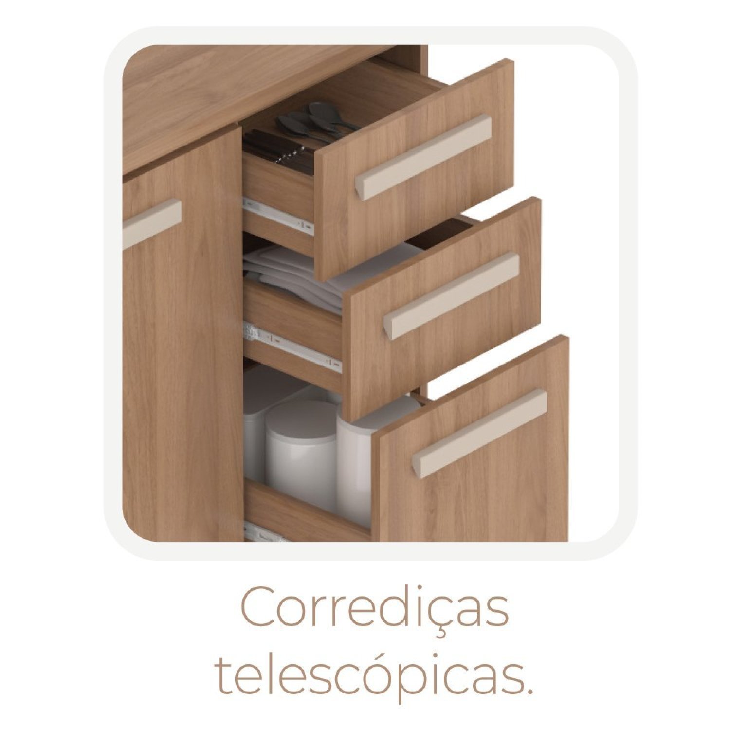 Cozinha Modulada Completa 5 Peças 12 Portas 3 Gavetas Felicitá 100% Mdf - 12