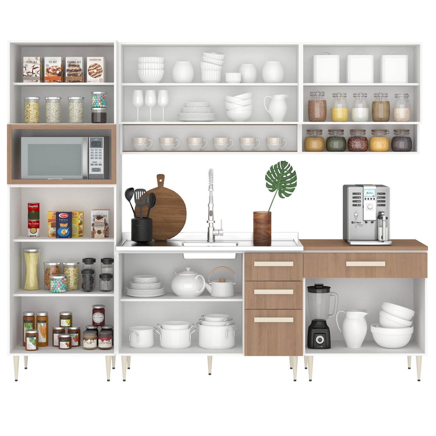 Cozinha Modulada Completa 5 Peças 12 Portas 3 Gavetas Felicitá 100% Mdf - 3