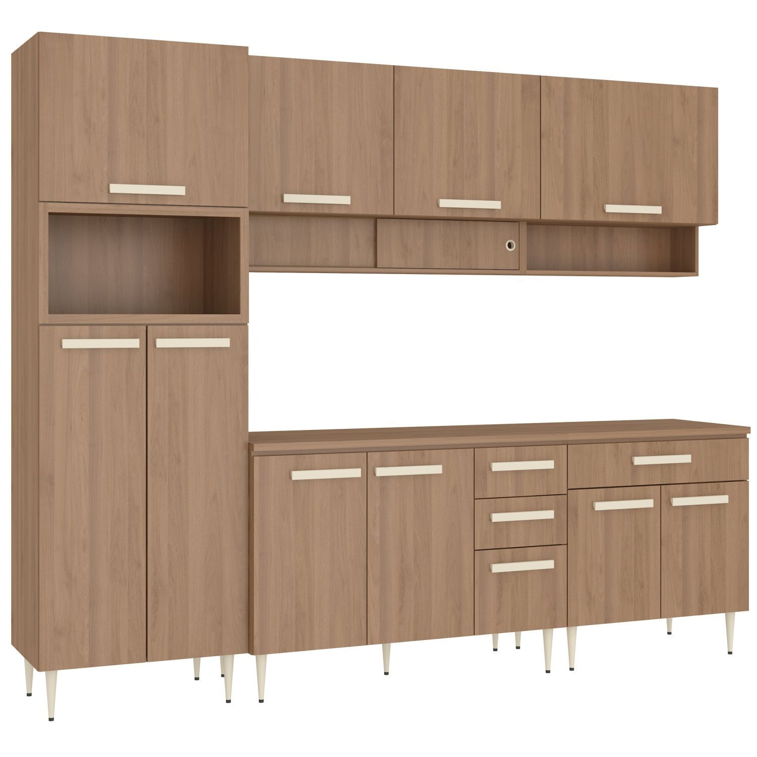 Cozinha Modulada Completa com Tampo 6 Peças 12 Portas 3 Gavetas Felicitá 100% Mdf - 2