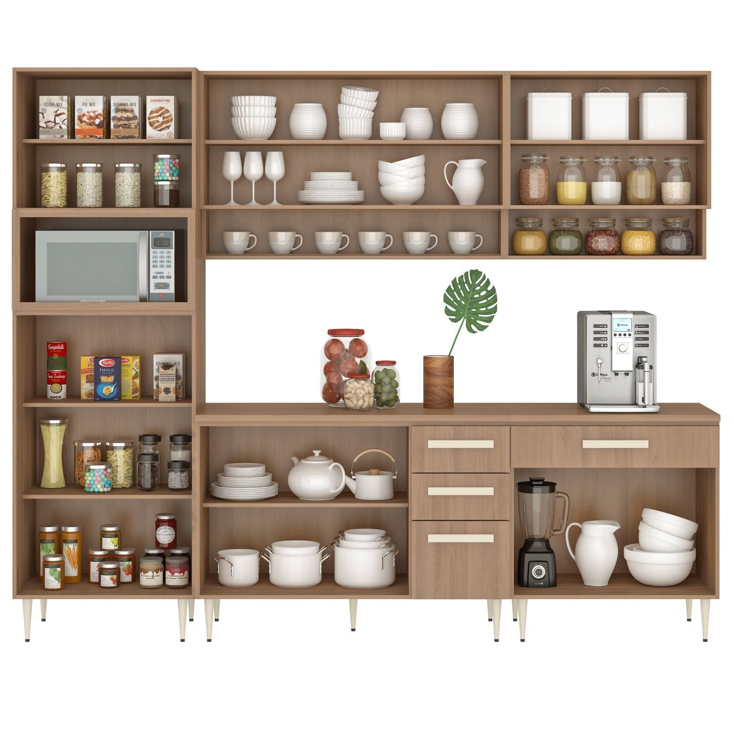 Cozinha Modulada Completa com Tampo 6 Peças 12 Portas 3 Gavetas Felicitá 100% Mdf - 3