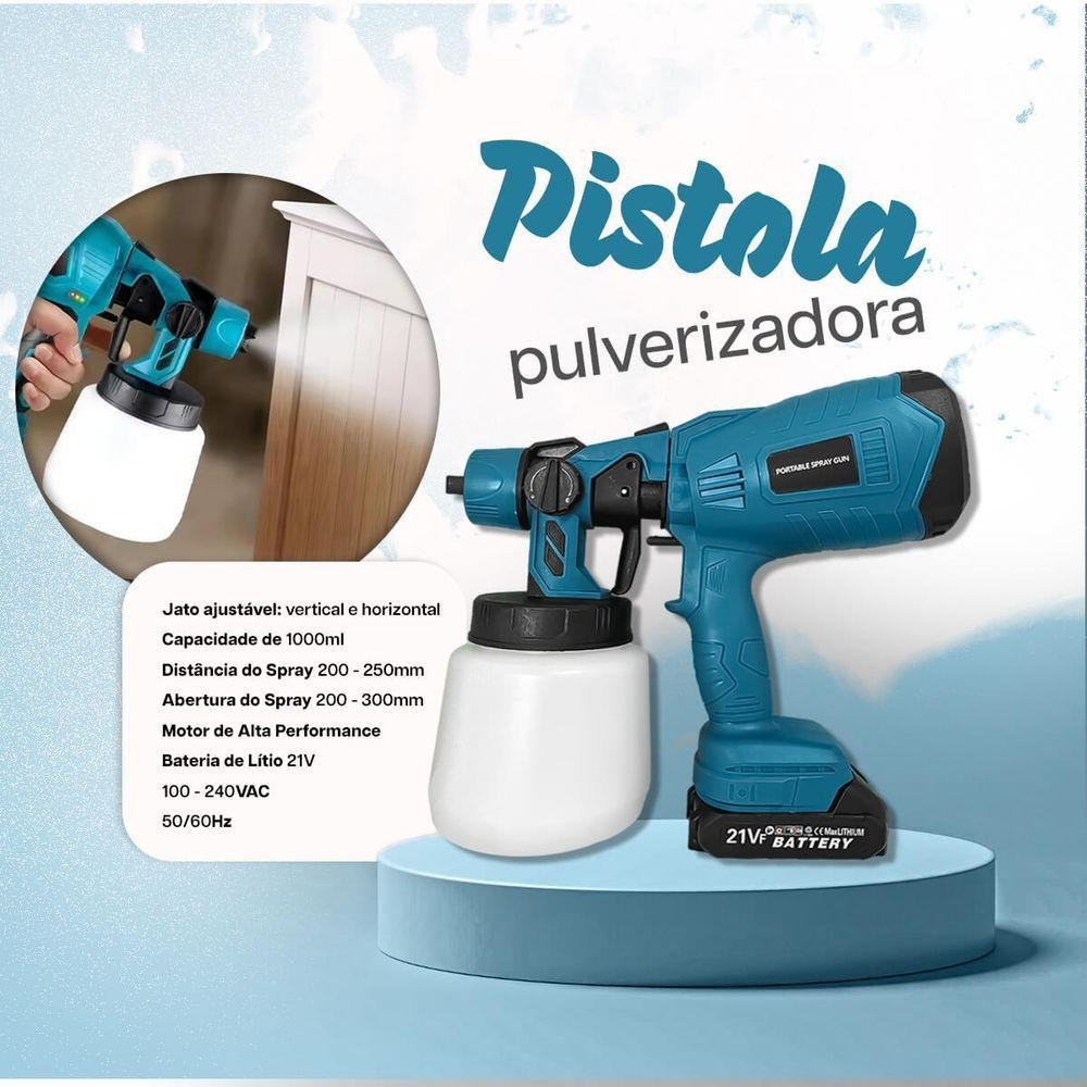 Pulverizador Spray Eletrico Portatil 21v 3 Bicos 2 Baterias - 7