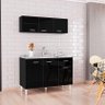 Balcão de Pia e Armário Aéreo 120 cm Preto – Poquema - 5