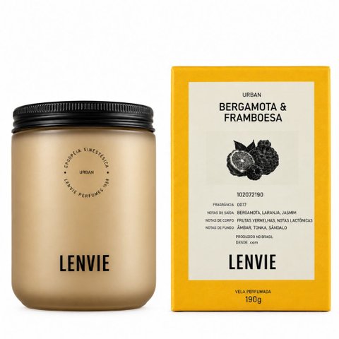 Vela Perfumada Bergamota & Framboesa - 190g - Urban - Lenvie