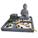 Ver imagem 1 de Terrário Bandeja Areia Altar Jardim Zen Decorativo Porta Vela Meditação Pedra 14cm