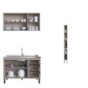 Ver imagem 3 de Conjunto de Armários de Cozinha Modulado Bambu Cinza/Fume