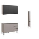 Ver imagem 3 de Conjunto de Armários de Cozinha Modulado Bambu Cinza/Fumê com Grafite