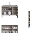Ver imagem 4 de Conjunto de Armários de Cozinha Modulado Bambu Cinza/Fumê com Grafite