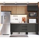 Ver imagem 1 de Conjunto de Armários de Cozinha Modulado Mogno Cinza/Montana com Grafite