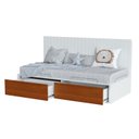 Ver imagem 2 de Cama Solteiro com 2 Gavetas e Painel Encosto Sambalelê Branco/Acetinado/Mel