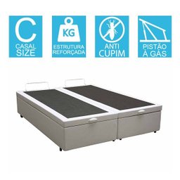 Base Cama Box Baú Bipartido Casal Couro Sintético Branco 43x138x188 - 2