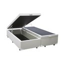 Ver imagem 1 de Base Cama Box Baú Bipartido Casal Couro Sintético Branco 43x138x188