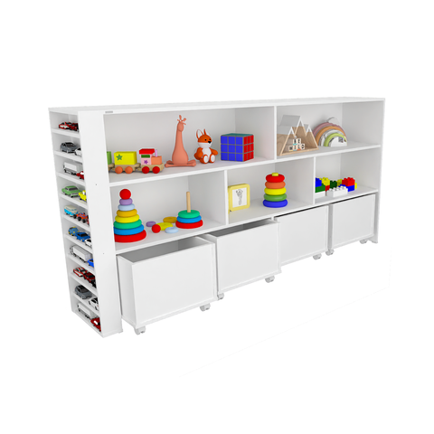 Organizador Baús Branco com Porta Carrinhos Nick 100% Mdf Branco