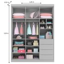 Ver imagem 3 de Guarda Roupa Infantil 3 Portas 4 Gavetas Lua P04 Cinza - Mpozenato