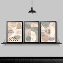 Ver imagem 1 de Kit 3 Quadros Abstratos Orgânicos 24x18cm - com vidro:Madeira branca