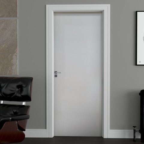 Kit Porta de Madeira 210x82cm Batente 14cm Lisa Primer Uniportas Abertura Esquerda