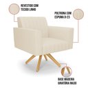 Ver imagem 3 de Kit 2 Poltronas Giratória Viena Gomada Linho Bege A19 Base de Madeira Ma30 - D’Rossi