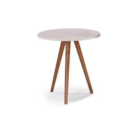 Mesa de Apoio Pequena Tripé Pé Palito Hannover - Off White/imbuia Glazer